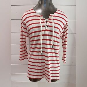 ❤️ PART TWO – Red & Cream Striped Top – Size S